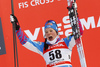 Winner Krista Parmakoski of Finland celebrates on podium after  women 10km classic race of Viessmann FIS Cross country skiing World cup in Planica, Slovenia. Women 10km classic race of Viessmann FIS Cross country skiing World cup was held on Sunday, 21st of January 2018 in Planica, Slovenia.
