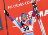 Winner Krista Parmakoski of Finland celebrates on podium after  women 10km classic race of Viessmann FIS Cross country skiing World cup in Planica, Slovenia. Women 10km classic race of Viessmann FIS Cross country skiing World cup was held on Sunday, 21st of January 2018 in Planica, Slovenia.
