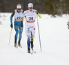 Simon Lageson of Sweden (24) and Alexis Jeannerod of France (25) skiing in men 15km classic race of Viessmann FIS Cross country skiing World cup in Planica, Slovenia. Men 15km classic race of Viessmann FIS Cross country skiing World cup was held on Sunday, 21st of January 2018 in Planica, Slovenia.
