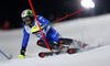 Stefano Gross of Italy skiing in the first run of the men The Nightrace, night slalom race of the Audi FIS Alpine skiing World cup in Schladming, Austria. Men slalom race of the Audi FIS Alpine skiing World cup was held in Schladming, Austria, on Tuesday, 23rd of January 2018.
