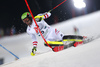 Michael Matt of Austria skiing in the first run of the men The Nightrace, night slalom race of the Audi FIS Alpine skiing World cup in Schladming, Austria. Men slalom race of the Audi FIS Alpine skiing World cup was held in Schladming, Austria, on Tuesday, 23rd of January 2018.
