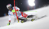 Luca Aerni of Switzerland skiing in the first run of the men The Nightrace, night slalom race of the Audi FIS Alpine skiing World cup in Schladming, Austria. Men slalom race of the Audi FIS Alpine skiing World cup was held in Schladming, Austria, on Tuesday, 23rd of January 2018.
