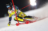 Mattias Hargin of Sweden skiing in the first run of the men The Nightrace, night slalom race of the Audi FIS Alpine skiing World cup in Schladming, Austria. Men slalom race of the Audi FIS Alpine skiing World cup was held in Schladming, Austria, on Tuesday, 23rd of January 2018.
