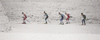 Skiers skiing in finals of men team sprint race of FIS Cross country skiing World Cup in Planica, Slovenia. Finals of men team sprint finals of FIS Cross country skiing World Cup in Planica, Slovenia were held on Sunday, 22nd of December 2019 in Planica, Slovenia.
