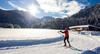 Cross country skiing tracks are done after extensive snow covered Ratece and Tamar valley, Slovenia, in last several days. More then 1m thick snow layer enables cross country skiers to enjoy their sport in unspoiled nature between beautiful Julian Alps mountains.