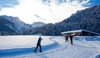 Cross country skiing tracks are done after extensive snow covered Ratece and Tamar valley, Slovenia, in last several days. More then 1m thick snow layer enables cross country skiers to enjoy their sport in unspoiled nature between beautiful Julian Alps mountains.