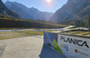 Cross country skiers skiing on tracks done around Planica Nordic Center in Planica, Slovenia, where FIS Nordic skiing World Championships will start in end of February 2023.