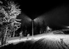 Cross country skiers skiing on tracks done around Planica Nordic Center in Planica, Slovenia, where FIS Nordic skiing World Championships will start in end of February 2023.