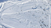 Aerial views of Planica Nordic Center and cross country skiing tracks where FIS Nordic skiing World Championships 2023 will be held in less then month time. Venue is getting ready and workers are preparing last details for World Championships to go through without problems on cold winter morning of 27th of January 2023.