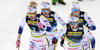 Jonna Sundling of Sweden (R) and Emma Ribom of Sweden (L) leading group in women finals of the Cross country skiing sprint race of FIS Nordic skiing World Championships 2023 in Planica, Slovenia. Cross country skiing sprint race of FIS Nordic skiing World Championships 2023 were held in Planica Nordic Center in Planica, Slovenia, on Thursday, 23rd of February 2023.