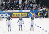 Winner Jonna Sundling (M) celebrates her success with her teammates second placed Emma Ribom of Sweden (R) and third placed Maja Dahlqvist of Sweden (L) after women finals of the Cross country skiing sprint race of FIS Nordic skiing World Championships 2023 in Planica, Slovenia. Cross country skiing sprint race of FIS Nordic skiing World Championships 2023 were held in Planica Nordic Center in Planica, Slovenia, on Thursday, 23rd of February 2023.