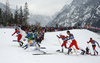 Edvin Anger of Sweden falling during skiing in men finals of the Cross country skiing sprint race of FIS Nordic skiing World Championships 2023 in Planica, Slovenia. Cross country skiing sprint race of FIS Nordic skiing World Championships 2023 were held in Planica Nordic Center in Planica, Slovenia, on Thursday, 23rd of February 2023.