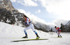 Jarl Magnus Riiber of Norway and Ryota Yamamoto of Japan skiing during men nordic combined race of FIS Nordic skiing World Championships 2023 in Planica, Slovenia. Men nordic combined race of FIS Nordic skiing World Championships 2023 was held in Planica Nordic Center in Planica, Slovenia, on Saturday, 25th of February 2023.