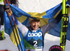 Frida Karlsson of Sweden in finish of the women cross country skiing skiathlon (7.5km classic-7.5km free) race of FIS Nordic skiing World Championships 2023 in Planica, Slovenia. Cross country skiing skiathlon race of FIS Nordic skiing World Championships 2023 were held in Planica Nordic Center in Planica, Slovenia, on Saturday, 25th of February 2023.