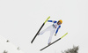 Minja Korhonen of Finland soars through the air during nordic combined mixed team competition e of FIS Nordic skiing World Championships 2023 in Planica, Slovenia. Nordic combined mixed team competition of FIS Nordic skiing World Championships 2023 was held in Planica Nordic Center in Planica, Slovenia, on Sunday, 26th of February 2023.