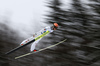 Jan Hoerl of Austria soars through the air during mixed team ski jumping competition e of FIS Nordic skiing World Championships 2023 in Planica, Slovenia. Ski jumping mixed team competition of FIS Nordic skiing World Championships 2023 was held in Planica Nordic Center in Planica, Slovenia, on Sunday, 26th of February 2023.