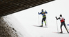 Vili Crv of Slovenia skiing before the start of the men team sprint qualifications of  cross country skiing team sprint race of FIS Nordic skiing World Championships 2023 in Planica, Slovenia. Cross country skiing team sprint race of FIS Nordic skiing World Championships 2023 was held in Planica Nordic Center in Planica, Slovenia, on Sunday, 26th of February 2023.