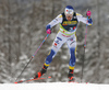 Calle Halfvarsson of Sweden skiing during men team sprint qualifications of  cross country skiing team sprint race of FIS Nordic skiing World Championships 2023 in Planica, Slovenia. Cross country skiing team sprint race of FIS Nordic skiing World Championships 2023 was held in Planica Nordic Center in Planica, Slovenia, on Sunday, 26th of February 2023.