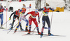 Julia Kern of USA, Tiril Udnes Weng of Norway and Jonna Sundling of Sweden skiing during women team sprint finals of  cross country skiing team sprint race of FIS Nordic skiing World Championships 2023 in Planica, Slovenia. Cross country skiing team sprint race of FIS Nordic skiing World Championships 2023 was held in Planica Nordic Center in Planica, Slovenia, on Sunday, 26th of February 2023.