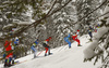 Skiers skiing during men team sprint finals of  cross country skiing team sprint race of FIS Nordic skiing World Championships 2023 in Planica, Slovenia. Cross country skiing team sprint race of FIS Nordic skiing World Championships 2023 was held in Planica Nordic Center in Planica, Slovenia, on Sunday, 26th of February 2023.