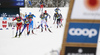 Johannes Hoesflot Klaebo of Norway, Richard Jouve of France, Federico Pellegrino of Italy and Edvin Anger of Sweden skiing during men team sprint finals of  cross country skiing team sprint race of FIS Nordic skiing World Championships 2023 in Planica, Slovenia. Cross country skiing team sprint race of FIS Nordic skiing World Championships 2023 was held in Planica Nordic Center in Planica, Slovenia, on Sunday, 26th of February 2023.