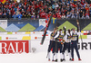 Winning relay of Norway with Tiril Udnes Weng, Astrid Oeyre Slind, Ingvild Flugstad Oestberg and Anne Kjersti Kalvaa celebrate their victory and World Champion title infront of their fans after women women cross country skiing relay ace of FIS Nordic skiing World Championships 2023 in Planica, Slovenia. Women cross country skiing relay race of FIS Nordic skiing World Championships 2023 was held in Planica Nordic Center in Planica, Slovenia, on Thursday, 2nd of March 2023.