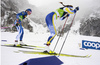 Kerttu Niskanen of Finland and Ebba Andersson of Sweden skiing during women cross country skiing relay ace of FIS Nordic skiing World Championships 2023 in Planica, Slovenia. Women cross country skiing relay race of FIS Nordic skiing World Championships 2023 was held in Planica Nordic Center in Planica, Slovenia, on Thursday, 2nd of March 2023.