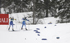 Krista Parmakoski of Finland and Maja Dahlqvist of Sweden skiing in women cross country skiing relay ace of FIS Nordic skiing World Championships 2023 in Planica, Slovenia. Women cross country skiing relay race of FIS Nordic skiing World Championships 2023 was held in Planica Nordic Center in Planica, Slovenia, on Thursday, 2nd of March 2023.