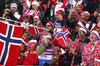 Norwegian spectators during the women cross country skiing relay ace of FIS Nordic skiing World Championships 2023 in Planica, Slovenia. Women cross country skiing relay race of FIS Nordic skiing World Championships 2023 was held in Planica Nordic Center in Planica, Slovenia, on Thursday, 2nd of March 2023.