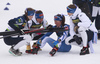 Johanna Matintalo of Finland, Kerttu Niskanen of Finland. Krista Parmakoski of Finland and Eveliina Piippo of Finland after the  women cross country skiing relay ace of FIS Nordic skiing World Championships 2023 in Planica, Slovenia. Women cross country skiing relay race of FIS Nordic skiing World Championships 2023 was held in Planica Nordic Center in Planica, Slovenia, on Thursday, 2nd of March 2023.