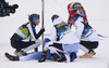 Johanna Matintalo of Finland,Krista Parmakoski of Finland,  Eveliina Piippo of Finland and  Kerttu Niskanen of Finland. after the  women cross country skiing relay race of FIS Nordic skiing World Championships 2023 in Planica, Slovenia. Women cross country skiing relay race of FIS Nordic skiing World Championships 2023 was held in Planica Nordic Center in Planica, Slovenia, on Thursday, 2nd of March 2023.