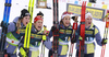 Second placed team Germany Laura Gimmler of Germany, Katharina Hennig of Germany, Pia Fink of Germany and Victoria Carl of Germany celebrating after the women cross country skiing relay race of FIS Nordic skiing World Championships 2023 in Planica, Slovenia. Women cross country skiing relay race of FIS Nordic skiing World Championships 2023 was held in Planica Nordic Center in Planica, Slovenia, on Thursday, 2nd of March 2023.