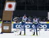 Iivo Niskanen of Finland (L) passing to Perttu Hyvarinen of Finland (R) during men cross country skiing relay ace of FIS Nordic skiing World Championships 2023 in Planica, Slovenia. Men cross country skiing relay race of FIS Nordic skiing World Championships 2023 was held in Planica Nordic Center in Planica, Slovenia, on Friday, 3rd of March 2023.