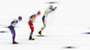 Richard Jouve of France (L), Hans Christer Holund of Norway (M) and Johan Haeggstroem of Sweden (R) skiing during men cross country skiing relay ace of FIS Nordic skiing World Championships 2023 in Planica, Slovenia. Men cross country skiing relay race of FIS Nordic skiing World Championships 2023 was held in Planica Nordic Center in Planica, Slovenia, on Friday, 3rd of March 2023.