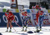 Astrid Oeyre Slind of Norway, Frida Karlsson of Sweden, Nadine Faehndrich of Switzerland and Krista Parmakoski of Finland skiing during women cross country skiing 30km classic race of FIS Nordic skiing World Championships 2023 in Planica, Slovenia. Women cross country skiing 30km classic race of FIS Nordic skiing World Championships 2023 was held in Planica Nordic Center in Planica, Slovenia, on Saturday, 4th of March 2023.