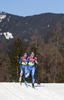 Johanna Matintalo of Finland and Anne Kyllonen of Finland skiing during women cross country skiing 30km classic race of FIS Nordic skiing World Championships 2023 in Planica, Slovenia. Women cross country skiing 30km classic race of FIS Nordic skiing World Championships 2023 was held in Planica Nordic Center in Planica, Slovenia, on Saturday, 4th of March 2023.
