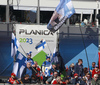 Supporters of Krista Parmakoski of Finland during the women cross country skiing 30km classic race of FIS Nordic skiing World Championships 2023 in Planica, Slovenia. Women cross country skiing 30km classic race of FIS Nordic skiing World Championships 2023 was held in Planica Nordic Center in Planica, Slovenia, on Saturday, 4th of March 2023.