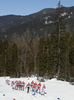 Kerttu Niskanen of Finland (L) and Ebba Andersson of Sweden (R) leading group during women cross country skiing 30km classic race of FIS Nordic skiing World Championships 2023 in Planica, Slovenia. Women cross country skiing 30km classic race of FIS Nordic skiing World Championships 2023 was held in Planica Nordic Center in Planica, Slovenia, on Saturday, 4th of March 2023.