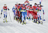 Kerttu Niskanen of Finland (L) and Ebba Andersson of Sweden (R) leading group during women cross country skiing 30km classic race of FIS Nordic skiing World Championships 2023 in Planica, Slovenia. Women cross country skiing 30km classic race of FIS Nordic skiing World Championships 2023 was held in Planica Nordic Center in Planica, Slovenia, on Saturday, 4th of March 2023.