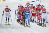 Kerttu Niskanen of Finland (L) and Ebba Andersson of Sweden (R) leading group during women cross country skiing 30km classic race of FIS Nordic skiing World Championships 2023 in Planica, Slovenia. Women cross country skiing 30km classic race of FIS Nordic skiing World Championships 2023 was held in Planica Nordic Center in Planica, Slovenia, on Saturday, 4th of March 2023.