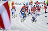 Kerttu Niskanen of Finland (L) and Ebba Andersson of Sweden (R) leading group during women cross country skiing 30km classic race of FIS Nordic skiing World Championships 2023 in Planica, Slovenia. Women cross country skiing 30km classic race of FIS Nordic skiing World Championships 2023 was held in Planica Nordic Center in Planica, Slovenia, on Saturday, 4th of March 2023.