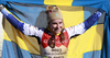 Winner Ebba Andersson of Sweden celebrates in finish of the women cross country skiing 30km classic race of FIS Nordic skiing World Championships 2023 in Planica, Slovenia. Women cross country skiing 30km classic race of FIS Nordic skiing World Championships 2023 was held in Planica Nordic Center in Planica, Slovenia, on Saturday, 4th of March 2023.