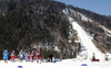 Skiers skiing during men cross country skiing 50km classic race of FIS Nordic skiing World Championships 2023 in Planica, Slovenia. Men cross country skiing 50km classic race of FIS Nordic skiing World Championships 2023 was held in Planica Nordic Center in Planica, Slovenia, on Sunday, 5th of March 2023.