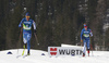 Perttu Hyvarinen of Finland and Ville Ahonen of Finland skiing during men cross country skiing 50km classic race of FIS Nordic skiing World Championships 2023 in Planica, Slovenia. Men cross country skiing 50km classic race of FIS Nordic skiing World Championships 2023 was held in Planica Nordic Center in Planica, Slovenia, on Sunday, 5th of March 2023.