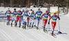 Paal Golberg of Norway (R), Martin Loewstroem Nyenget of Norway, Iivo Niskanen of Finland, Jens Burman of Sweden, , William Poromaa of Sweden, Johannes Hoesflot Klaebo of Norway, Calle Halfvarsson of Sweden skiing during men cross country skiing 50km classic race of FIS Nordic skiing World Championships 2023 in Planica, Slovenia. Men cross country skiing 50km classic race of FIS Nordic skiing World Championships 2023 was held in Planica Nordic Center in Planica, Slovenia, on Sunday, 5th of March 2023.