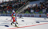 Second placed Johannes Hoesflot Klaebo of Norway outsprints third placed William Poromaa of Sweden and Calle Halfvarsson of Sweden in men cross country skiing 50km classic race of FIS Nordic skiing World Championships 2023 in Planica, Slovenia. Men cross country skiing 50km classic race of FIS Nordic skiing World Championships 2023 was held in Planica Nordic Center in Planica, Slovenia, on Sunday, 5th of March 2023.