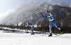 Ristomatti Hakola of Finland (R) and Perttu Hyvarinen of Finland (L) skiing during men cross country skiing 50km classic race of FIS Nordic skiing World Championships 2023 in Planica, Slovenia. Men cross country skiing 50km classic race of FIS Nordic skiing World Championships 2023 was held in Planica Nordic Center in Planica, Slovenia, on Sunday, 5th of March 2023.