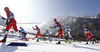 Paal Golberg of Norway, Johannes Hoesflot Klaebo of Norway, Iivo Niskanen of Finland, Didrik Toenseth of Norway, William Poromaa of Sweden and Martin Loewstroem Nyenget of Norway skiing during men cross country skiing 50km classic race of FIS Nordic skiing World Championships 2023 in Planica, Slovenia. Men cross country skiing 50km classic race of FIS Nordic skiing World Championships 2023 was held in Planica Nordic Center in Planica, Slovenia, on Sunday, 5th of March 2023.