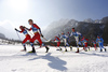 Paal Golberg of Norway (L) and Martin Loewstroem Nyenget of Norway (2nd from L) leading grtoup during men cross country skiing 50km classic race of FIS Nordic skiing World Championships 2023 in Planica, Slovenia. Men cross country skiing 50km classic race of FIS Nordic skiing World Championships 2023 was held in Planica Nordic Center in Planica, Slovenia, on Sunday, 5th of March 2023.