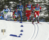 Paal Golberg of Norway, Martin Loewstroem Nyenget of Norway, Iivo Niskanen of Finland and William Poromaa of Sweden skiing during men cross country skiing 50km classic race of FIS Nordic skiing World Championships 2023 in Planica, Slovenia. Men cross country skiing 50km classic race of FIS Nordic skiing World Championships 2023 was held in Planica Nordic Center in Planica, Slovenia, on Sunday, 5th of March 2023.